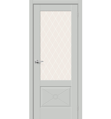 Межкомнатная дверь эмалит Прима-13.Ф2.0.0 Grey Matt White Сrystal