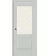 Межкомнатная дверь эмалит Прима-3 Grey Matt White Сrystal